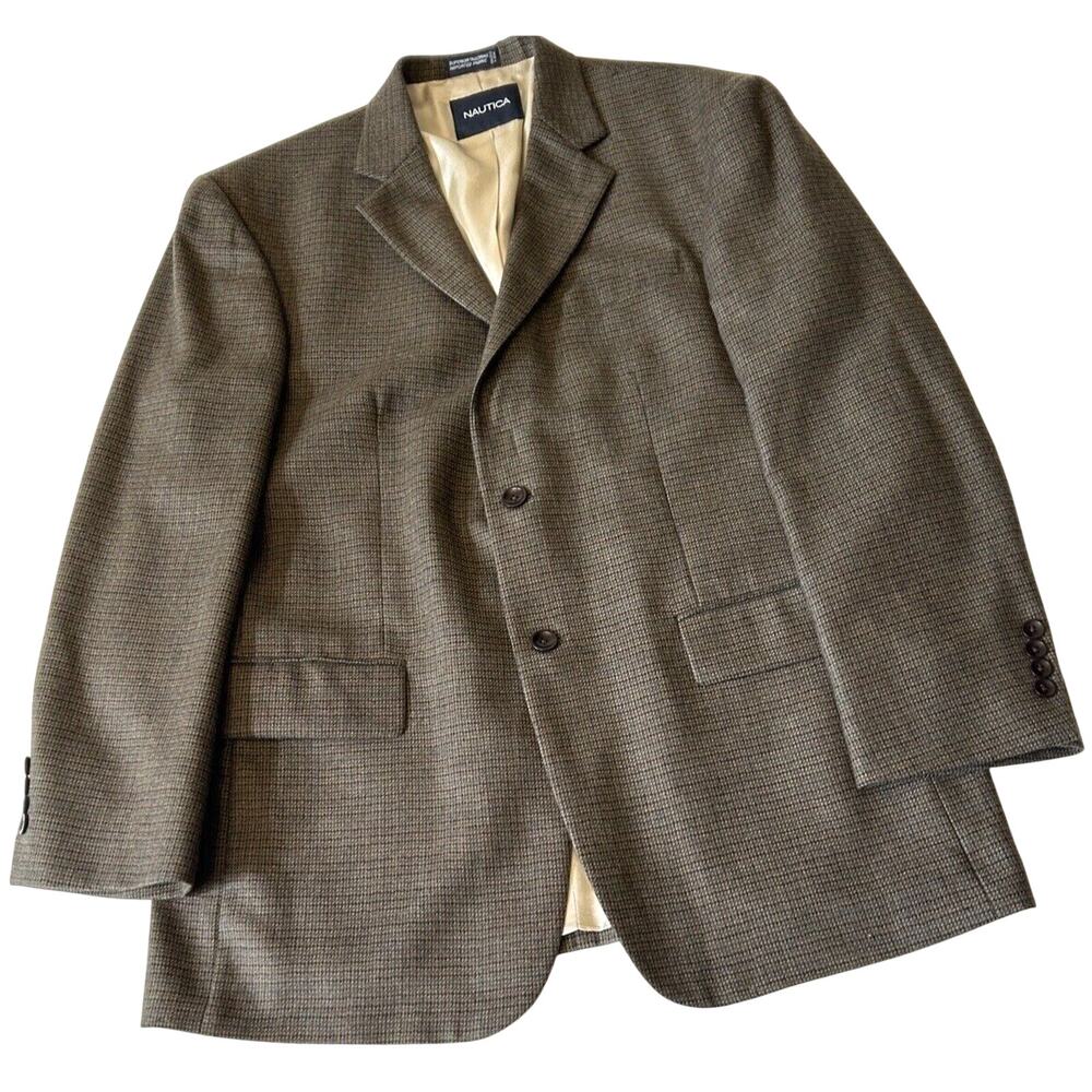 Nautica Men's Wool Blazer Sport Coat 42R 2 Button Front Classic Preppy Jacket